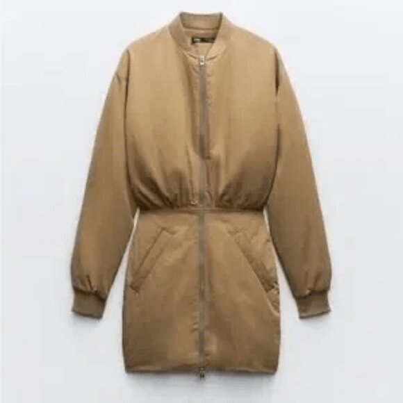 Zara Dresses & Skirts - Zara NWT Puffy Bomber Full Zip Mini Dress XS MINIMALIST QUIET FLEX MODERN COUTUR